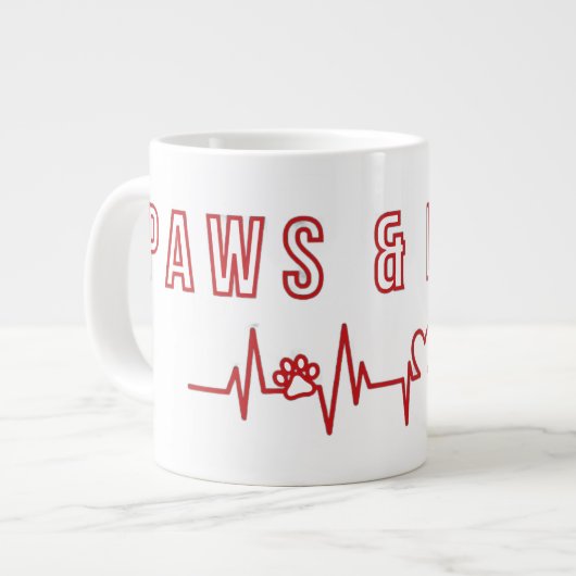 Paws & Liebe Niedliches Haustier Lover Typografie  Jumbo-Tasse (Vorderseite Links)