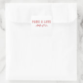 Paws & Liebe Niedliches Haustier Lover Typografie  Quadratischer Aufkleber (Tasche)