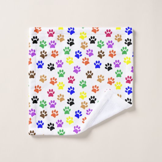 Paws Muster Tierpaw Hund Lover farbiger Regenbogen Badhandtuch Set (Waschlappen)