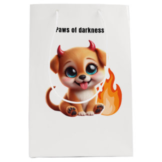 Paws of Darkness Fire Dog Gift Bag – Cute Dark  Mittlere Geschenktüte