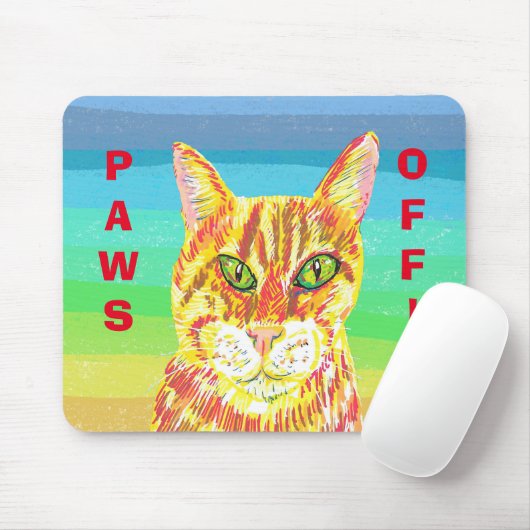Paws Off Ginger Kätzchen Tabby Mousepad (Mit Mouse)