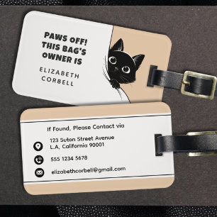 Paws Off Lustige Niedliche Spähende Schwarze Katze Gepäckanhänger