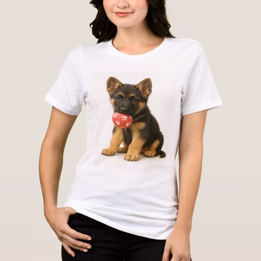 Paws Off My Ball - German Shepherd Pup Tri-Blend Shirt (Vorderseite)