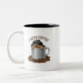 Paws off my coffee-Sleepy pup Edition Zweifarbige Tasse (Links)