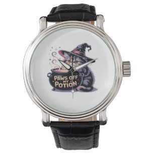 Paws Off My Pop, Kawaii Halloween Hexenkatze Cla Armbanduhr