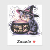Paws Off My Pop, Kawaii Halloween Hexenkatze Cla Aufkleber (Blatt)