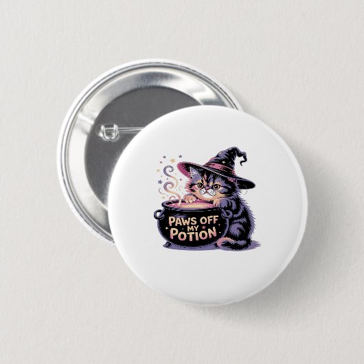 Paws Off My Pop, Kawaii Halloween Hexenkatze Cla Button (Vorne & Hinten)
