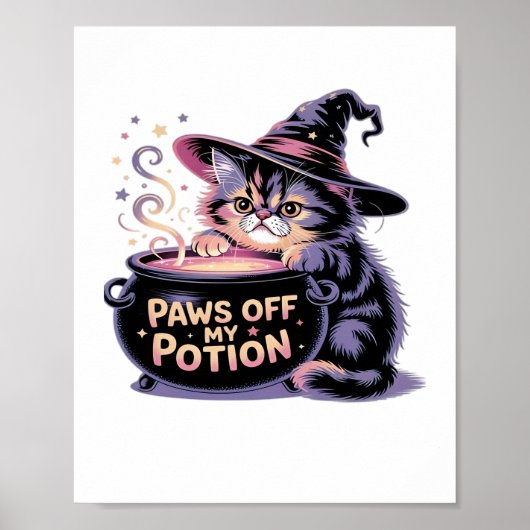 Paws Off My Pop, Kawaii Halloween Hexenkatze Cla Poster (Vorne)