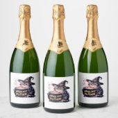 Paws Off My Pop, Kawaii Halloween Hexenkatze Cla Schaumweinetikett (Flaschen)