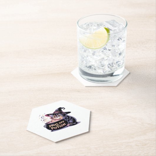 Paws Off My Pop, Kawaii Halloween Hexenkatze Cla Untersetzer (Vor Ort)