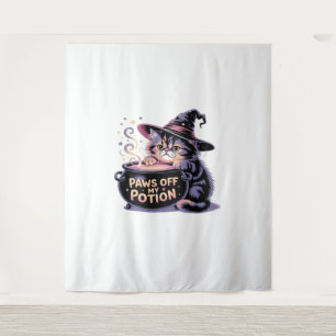 Paws Off My Pop, Kawaii Halloween Hexenkatze Cla Wandteppich