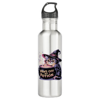 Paws Off My Potion, Kawaii Halloween Witch Cat Cla Edelstahlflasche