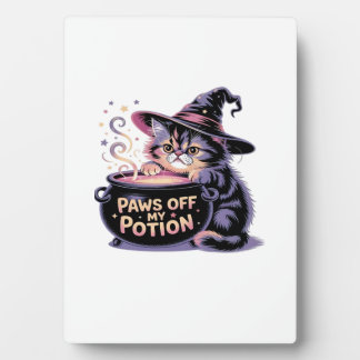 Paws Off My Potion, Kawaii Halloween Witch Cat Cla Fotoplatte