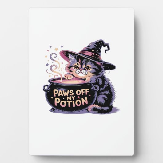 Paws Off My Potion, Kawaii Halloween Witch Cat Cla Fotoplatte (Vorderseite)