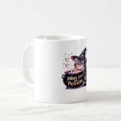 Paws Off My Potion, Kawaii Halloween Witch Cat Cla Kaffeetasse (Vorderseite Links)