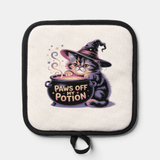 Paws Off My Potion, Kawaii Halloween Witch Cat Cla Topflappen