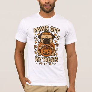 Paws Off My Treats Kürbis Pug Kostüm T-Shirt