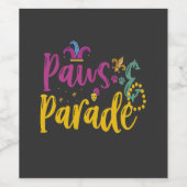 Paws & Parade Funny Mardi Gras Hund und Katzen Lie Weinetikett (Einzelnes Label)