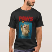 Paws Parody Black Cat Chasing a Cute Scared Mouse  T-Shirt (Vorderseite)