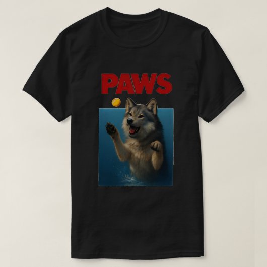 Paws Parody Black Wolf Chasing Cute Scared Mouse  T-Shirt (Design vorne)