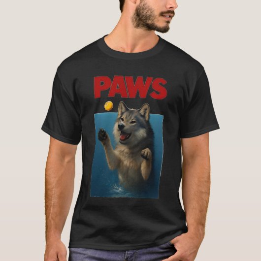 Paws Parody Black Wolf Chasing Cute Scared Mouse T-Shirt (Vorderseite)