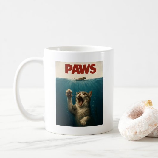 Paws Parody Cat Jagd auf eine Niedliche Maus Kaffeetasse (Mit Donut)
