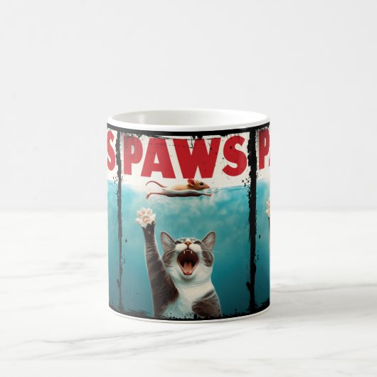 PAWS Parody Cat Mouse Humore Cat Chasing Maus Kaffeetasse (Mittel)
