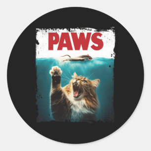 Paws Parody Cat Mouse Humous Cat Chasing Mouse K Runder Aufkleber
