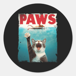 Paws Parody Cat Mouse Humous Cat Chasing Mouse K Runder Aufkleber