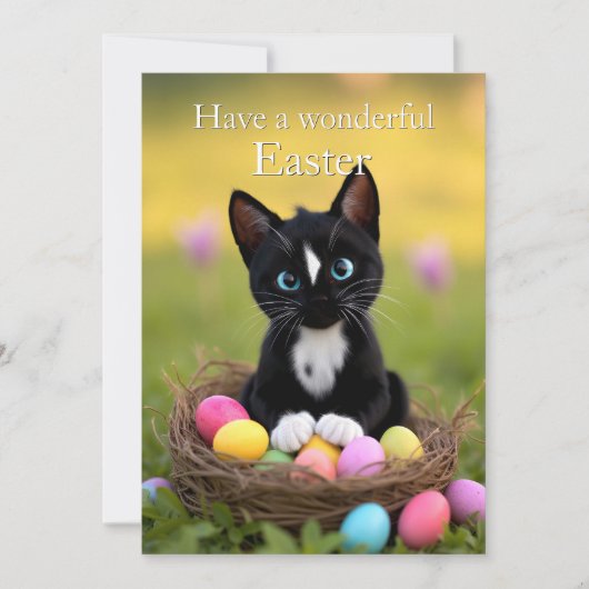 Paws, Pastelle & Purrs: Felinis Osternest Feiertagskarte (Vorderseite)