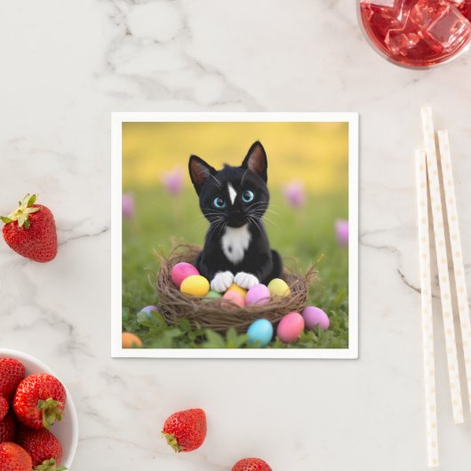 Paws, Pastelle & Purrs: Felinis Osternest Serviette (Beispiel)