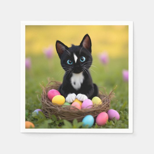 Paws, Pastelle & Purrs: Felinis Osternest Serviette (Vorderseite)