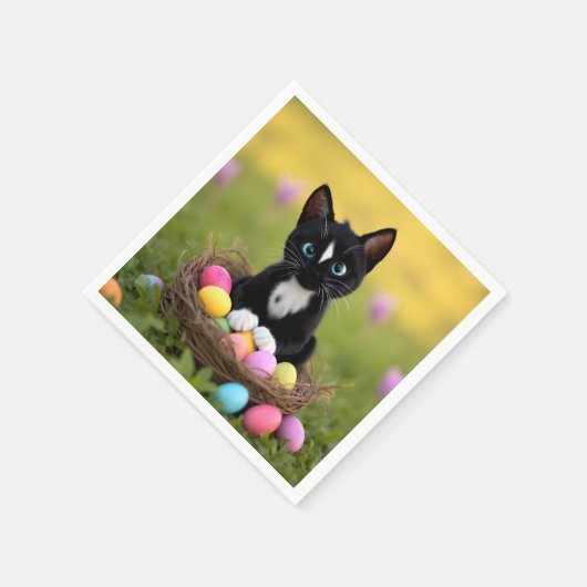 Paws, Pastelle & Purrs: Felinis Osternest Serviette (Ecke)