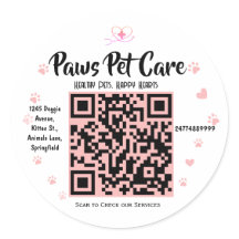 Paws Pet Care Pet Shop Logo Name Barcode