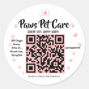 Paws Pet Care Pet Shop Logo Name Barcode  Runder Aufkleber