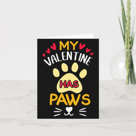 Paws Pet Cat My Valentine Hearts Day Happy Valenti Karte (Vorderseite)