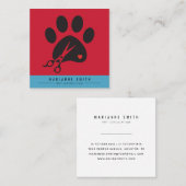 Paws Pet Groomon Salon Quadratische Visitenkarte (Vorne/Hinten)