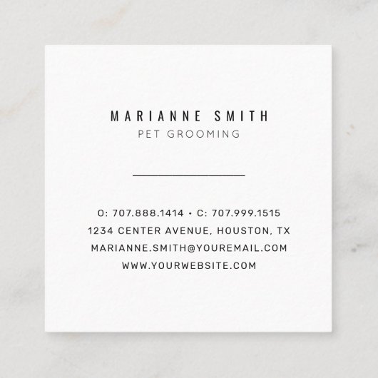 Paws Pet Groomon Salon Quadratische Visitenkarte (Rückseite)