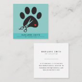 Paws Pet Groomon Salon Quadratische Visitenkarte (Vorne/Hinten)