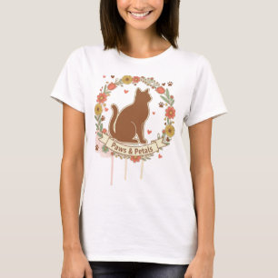 Paws & Petals Katzen-Blumendesign T-Shirt