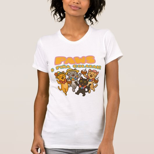 Paws & Piña Coladas - Funny Beach Cats T - Shirt (Vorderseite)