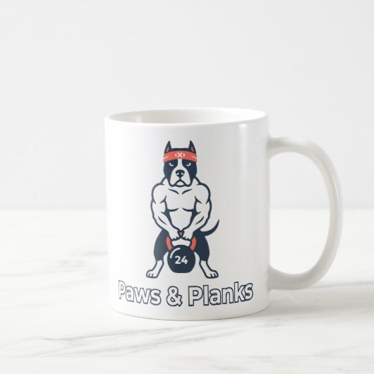 Paws & Planks Buff Dog Gym Poster Kaffeetasse (Rechts)