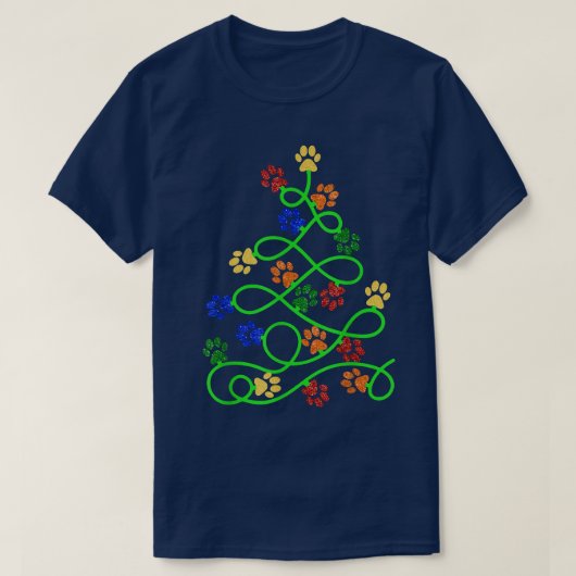 Paws Print Christmas Tree Dog Cat T-Shirt (Design vorne)