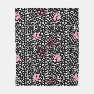 Paws Printmuster NS 01b. Black BG Fleecedecke