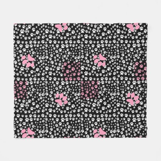 Paws Printmuster NS 01b. Black BG Fleecedecke (Vorderseite (Horizontal))