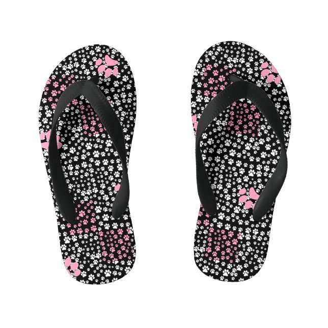 Paws Printmuster NS 01b. Black BG Kinderbadesandalen (Fußbett)
