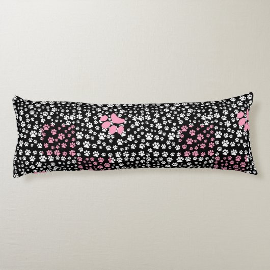 Paws Printmuster NS 01b. Black BG Seitenschläferkissen (Rückseite)