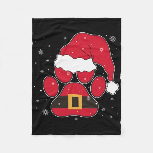 Paws Santa Hat Dog Cat Paw Christmas Pet Lover  Fleecedecke (Vorderseite)