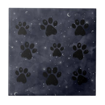 Paws Star und Crescent Moons Blue Watercolor