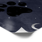 Paws Star und Crescent Moons Blue Watercolor Poster (Ecke)